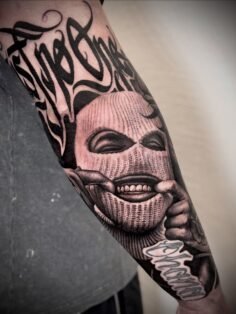 #blackandgreytattoo #tattoo #gang #balaclava #trustnoone…