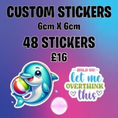 Custom shape stickers in any design you need 
Printed on high quality glossy vin…