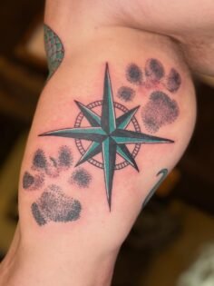 Had a blast doing this compass rose and dog paw prints for Jake the other day he…