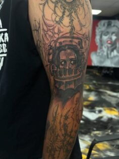 Stipple saw piece I added to this sleeve #saw #tattoo #tattoos #stippletattoo #t…