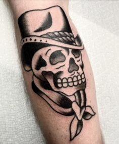 Arthur Morgan RDR2 inspired polito skull for @roach_garret_ thanks man  #tattoo …