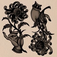 ［刺青認領圖］
菩薩手持菊花
左約18×10.5公分（$6000）
右約18.5×8.5公分（$6000）
尺寸可微調
可私訊詢價
–
認領圖一覽 
#shih…