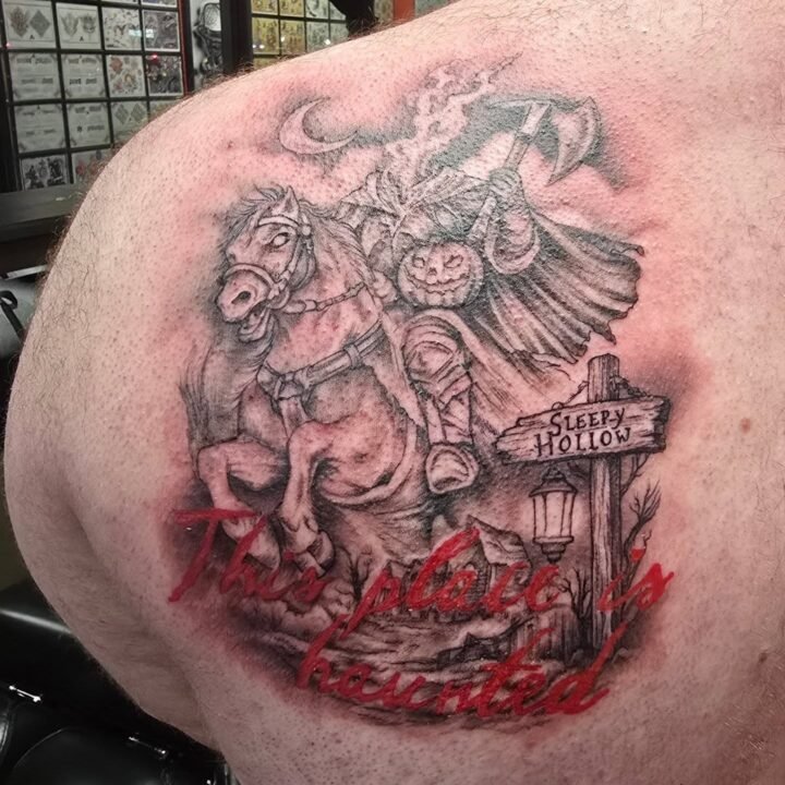 Shout out @studiotattoo_ta2crew for this sick headless horseman piece inspired b…