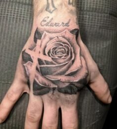 Had a blast doing this Rose tattoo today on my client! He sat like an absolute c…