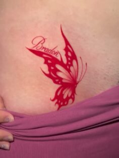 A cute red butterfly ! As well as some healed work from a month ago! Books are f…