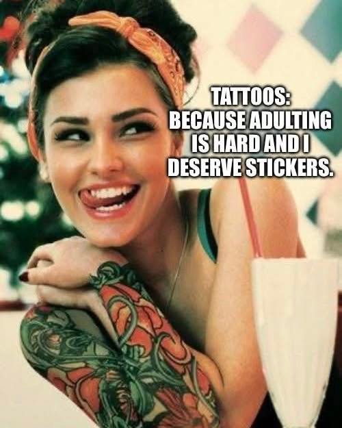 I like stickers #tattooartist #tattoo #adultinghumor #adultingdoneright Old Scho…