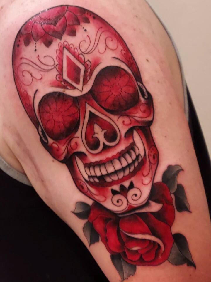 Sugar skull tattoo/ throwback Thursday.

Books Open February-March.
Dm or email …