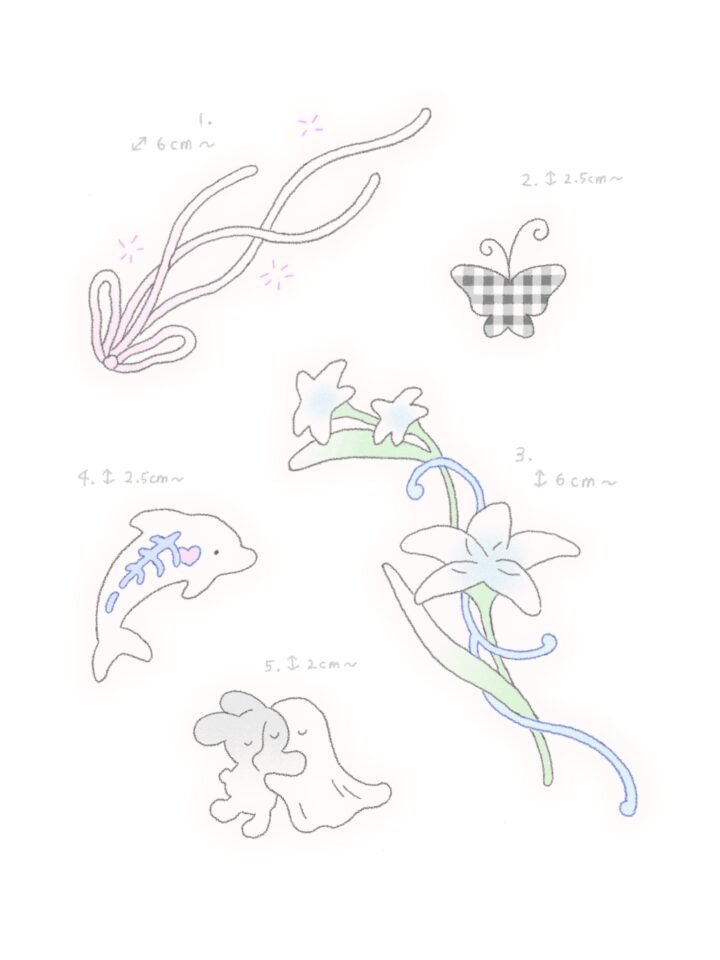 서서히 투명해지는 것들 . ݁₊ ⊹ . ݁˖ . ݁

1. 6cm~
2. 2.5cm~
3. 6cm~
4. Sold out
5. Sold out …